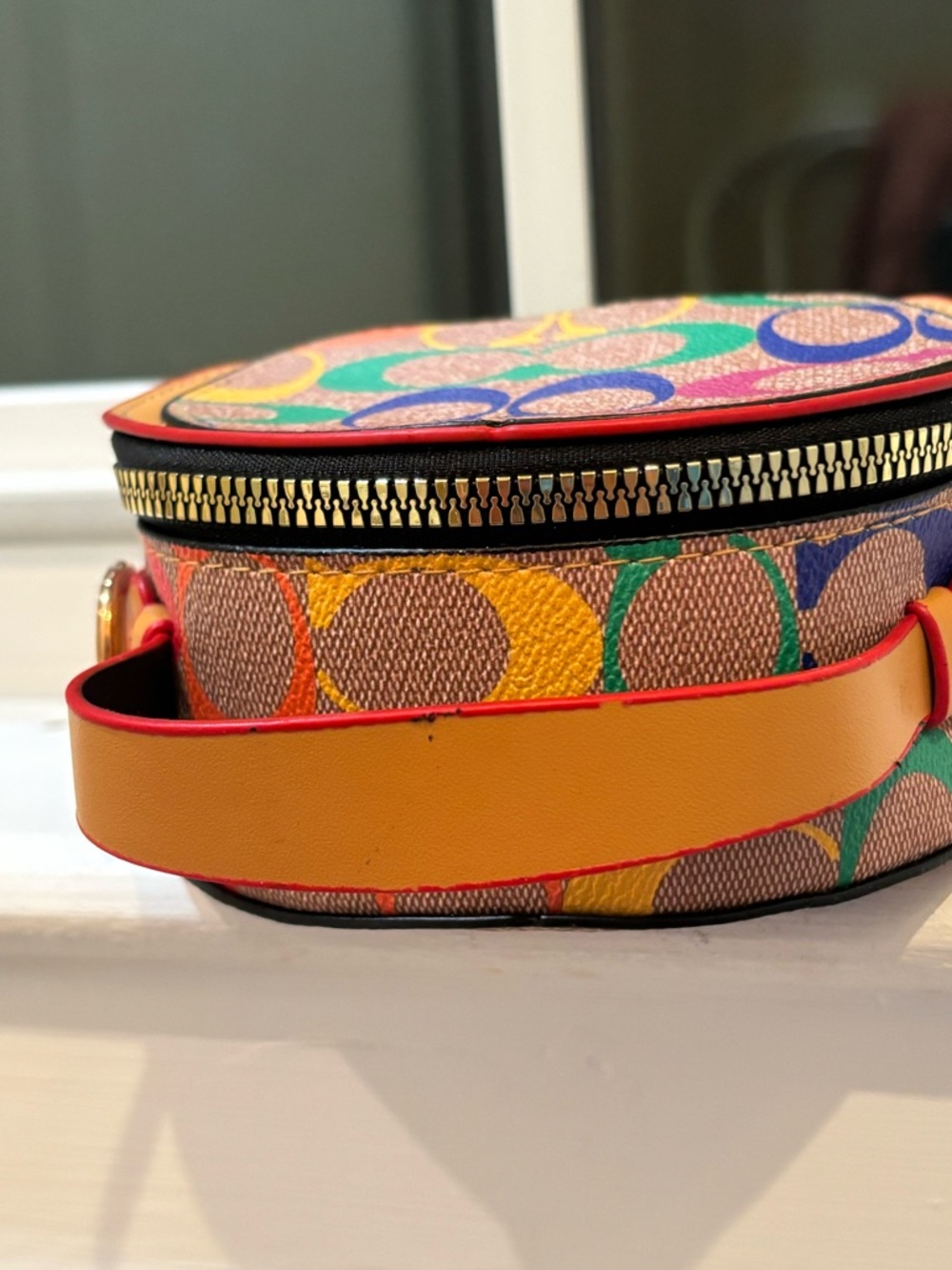 Multicolor Logo-Print Round Crossbody Bag - Picture 6 of 9